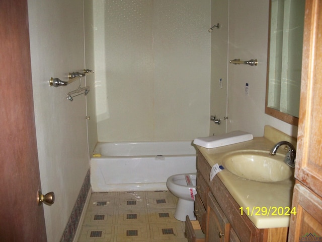 full bathroom with vanity, toilet, and plus walk in shower