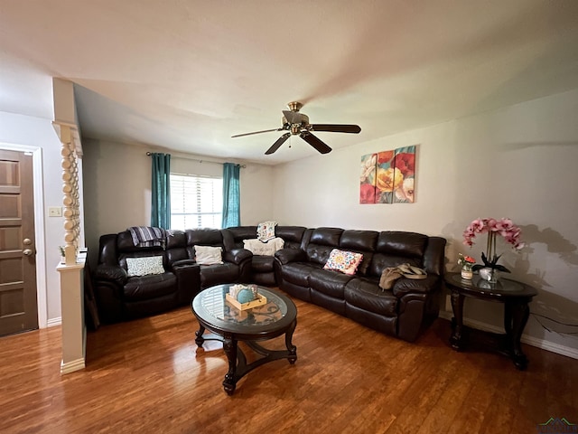 209 Lake Lamond Rd, Longview, TX 75604 - living area featuring wood finished floors and a ceiling fan