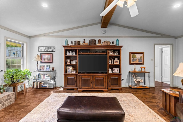 8 Honeysuckle Ln, Longview, TX 75605 - living area featuring wood finished floors, a ceiling fan, and recessed lighting