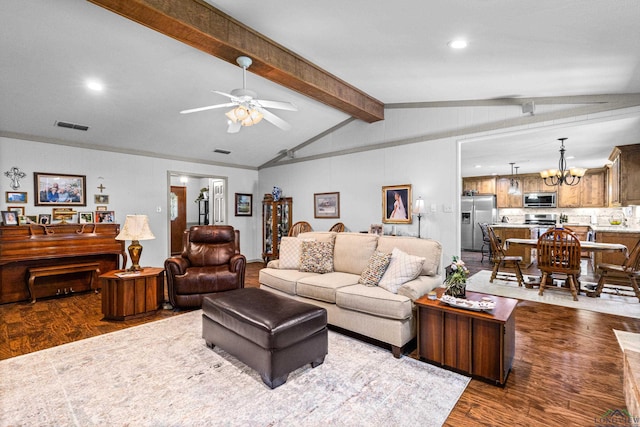 8 Honeysuckle Ln, Longview, TX 75605 - living area featuring a chandelier, wood finished floors, a ceiling fan, and recessed lighting