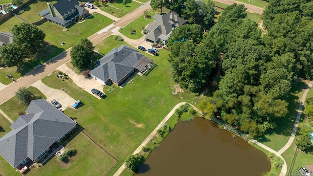 bird's eye view featuring a water view