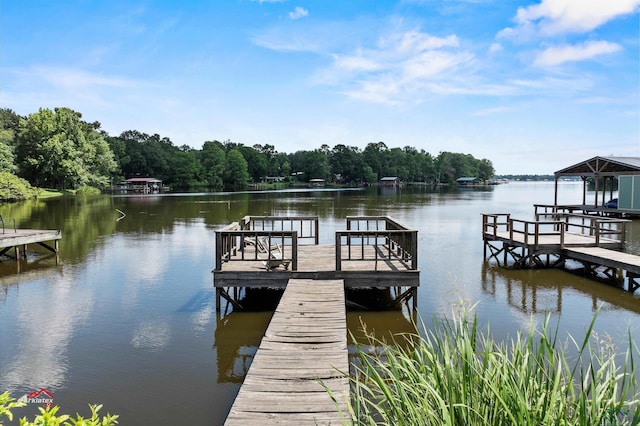 dock area featuring a water view