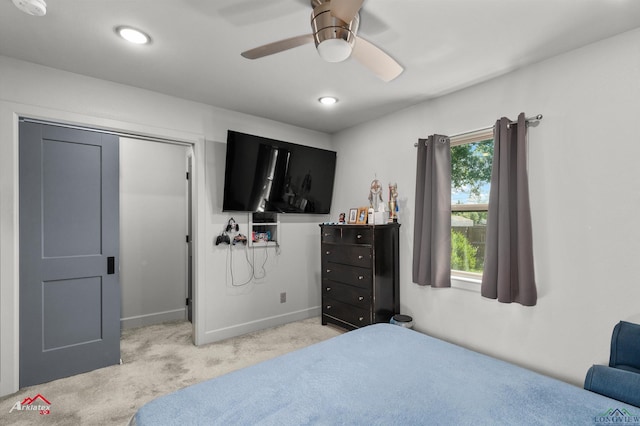 3315 N US Highway 259, Kilgore, TX 75662 - bedroom featuring light carpet, baseboards, a ceiling fan, and recessed lighting