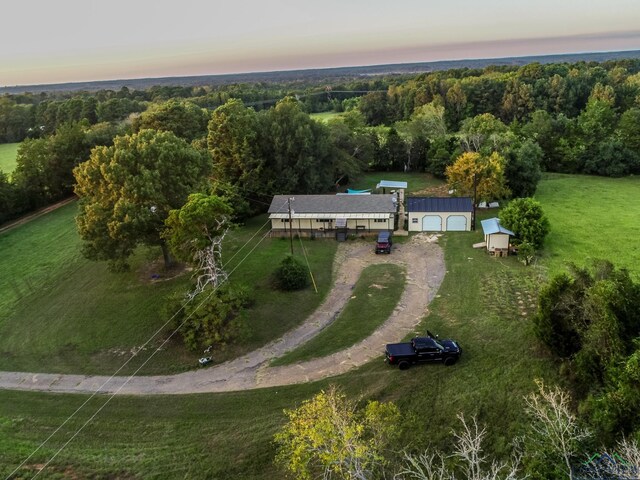 view of aerial view at dusk