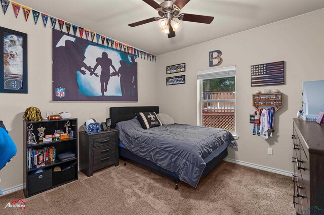 280 Towering Oaks Ln, Longview, TX 75602 - bedroom featuring carpet, baseboards, and ceiling fan