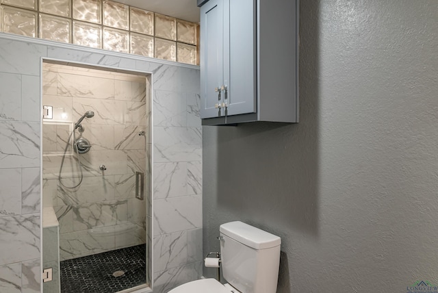 bathroom featuring toilet and walk in shower