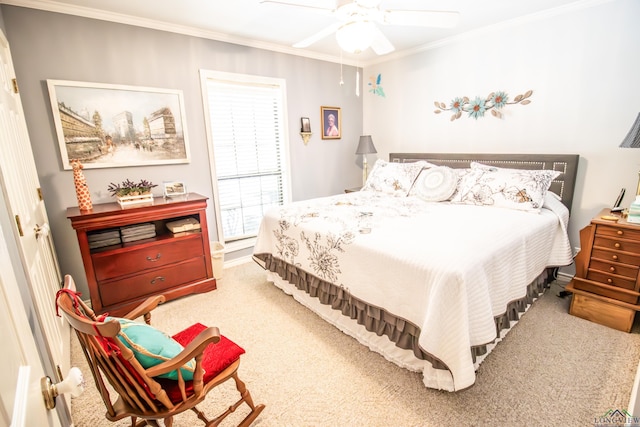 514 Buckeye Hill Rd, Karnack, TX 75661 - carpeted bedroom featuring ornamental molding and ceiling fan