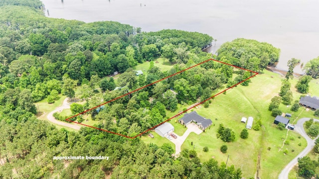 514 Buckeye Hill Rd, Karnack, TX 75661 - aerial overview of property's location featuring property parcel outlined and a heavily wooded area