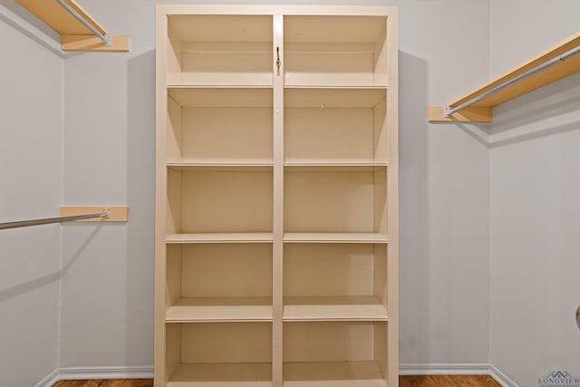 spacious closet with wood finished floors