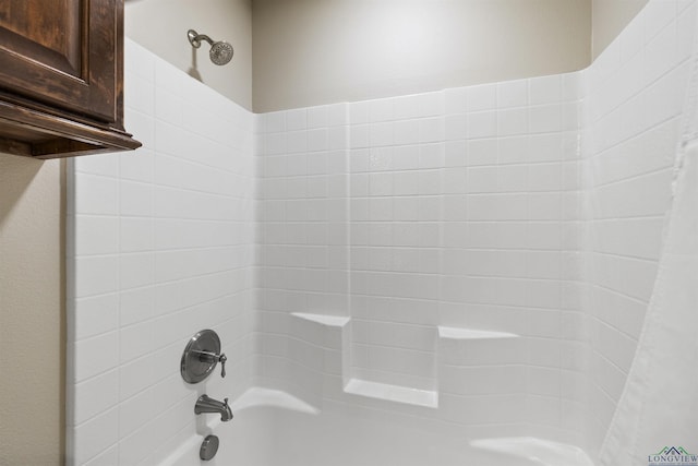 full bath with shower / bath combination with curtain