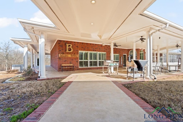 view of patio with ceiling fan