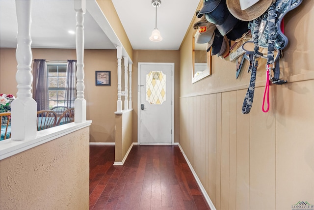 entryway featuring dark wood-type flooring