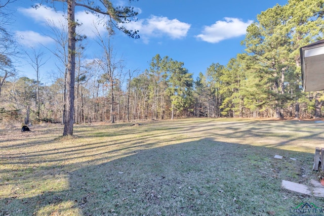 view of yard featuring a wooded view