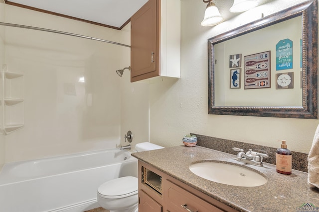 3738 Fm 161 S, Hughes Springs, TX 75656 - full bathroom featuring vanity, bathtub / shower combination, and crown molding