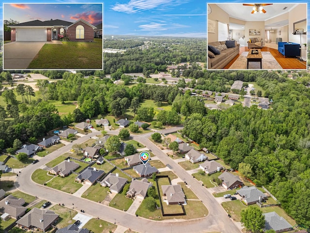 drone / aerial view featuring a residential view