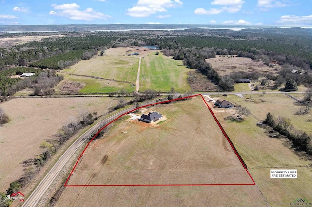 bird's eye view with a rural view