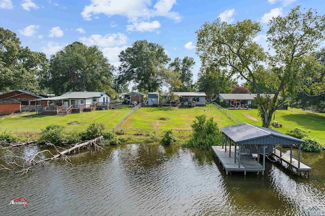 dock area featuring a water view