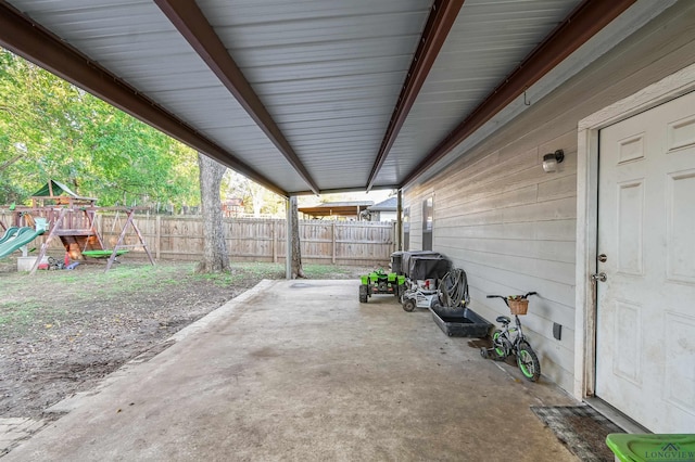 view of patio with a playground