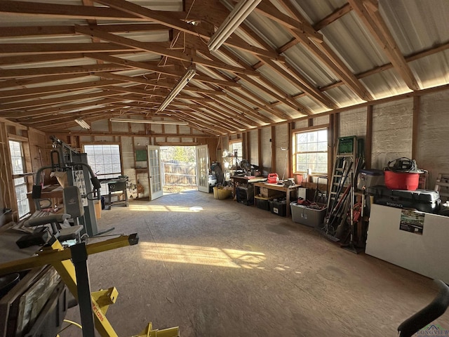 misc room featuring lofted ceiling