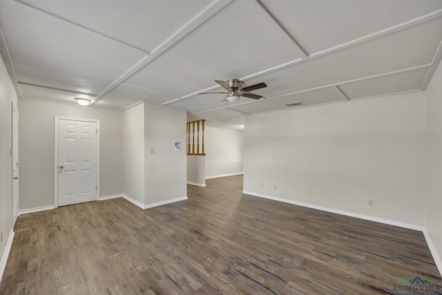 spare room featuring wood-type flooring and ceiling fan