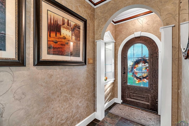 foyer entrance with ornamental molding