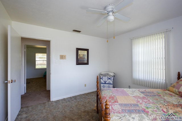 bedroom with carpet and ceiling fan