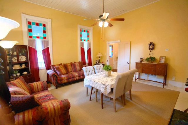 800 E Austin St, Marshall, TX 75670 - dining space with a ceiling fan and wood ceiling
