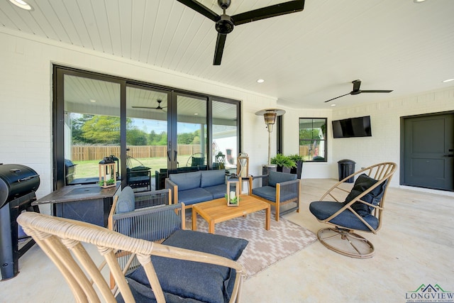 view of patio / terrace with an outdoor living space