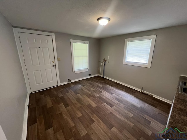 interior space with dark hardwood / wood-style floors, a textured ceiling, and a wealth of natural light