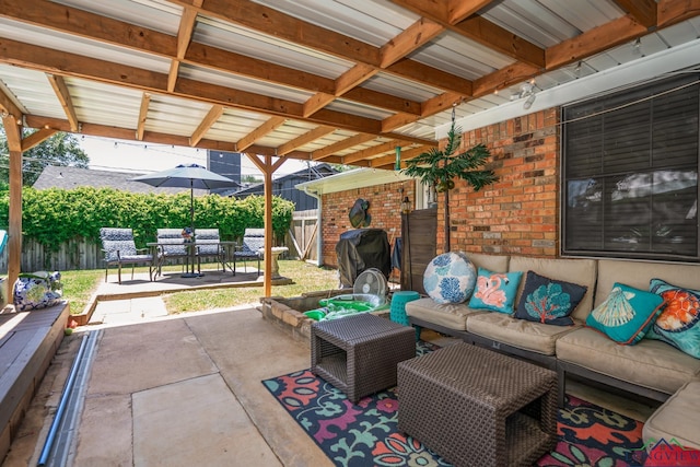 view of patio / terrace featuring grilling area and an outdoor hangout area