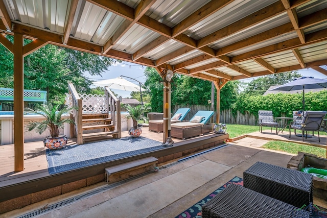 view of patio / terrace with an outdoor hangout area and a deck