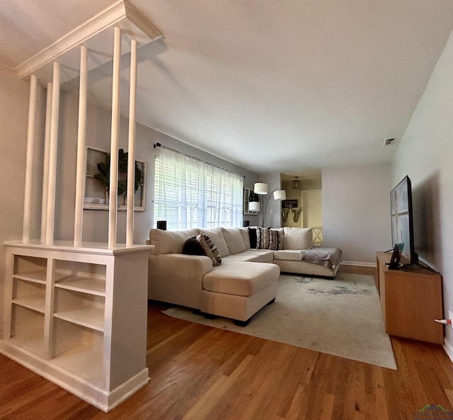 living room featuring wood-type flooring