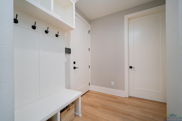 mudroom featuring light hardwood / wood-style floors