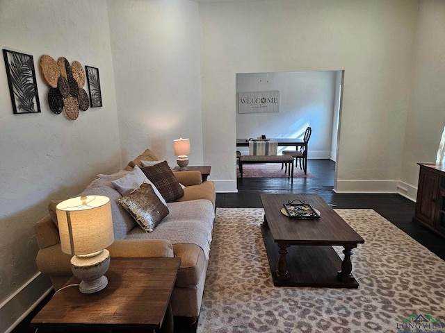 living room featuring dark hardwood / wood-style flooring