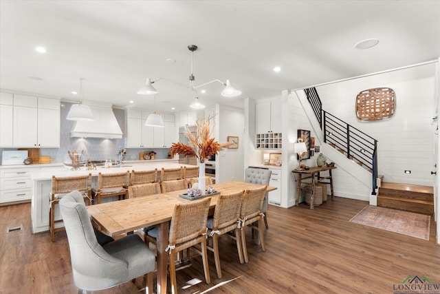 378 Cypress Creek Dr, Mount Vernon, TX 75457 - dining room with stairway, wood finished floors, and recessed lighting