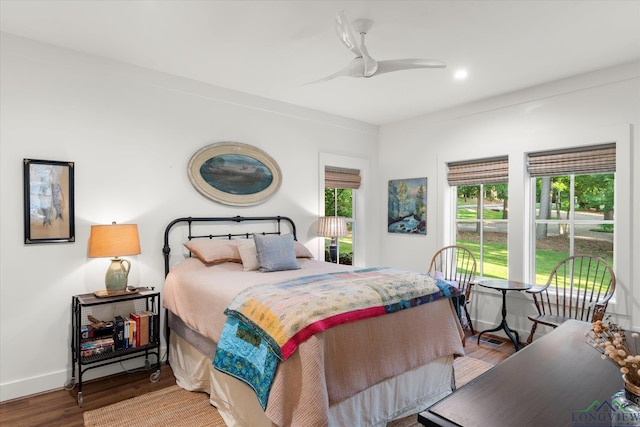 378 Cypress Creek Dr, Mount Vernon, TX 75457 - bedroom featuring multiple windows, wood finished floors, ceiling fan, and recessed lighting