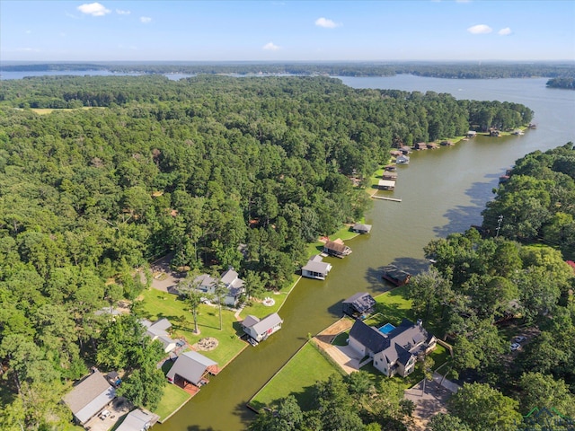 378 Cypress Creek Dr, Mount Vernon, TX 75457 - drone / aerial view of a heavily wooded area and a large body of water