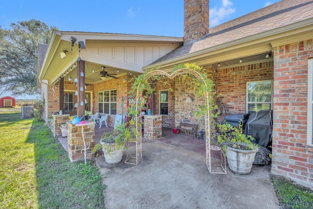 view of patio / terrace with ceiling fan