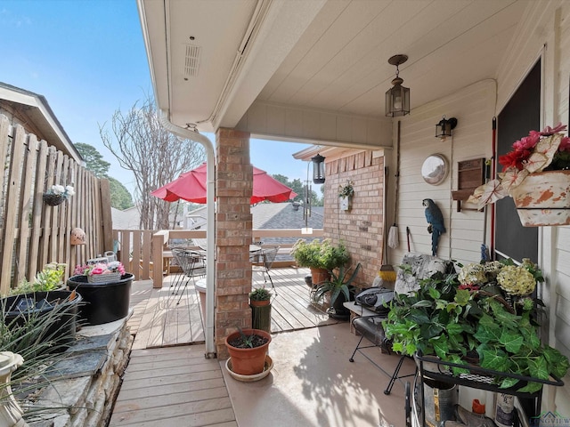 view of patio with a wooden deck