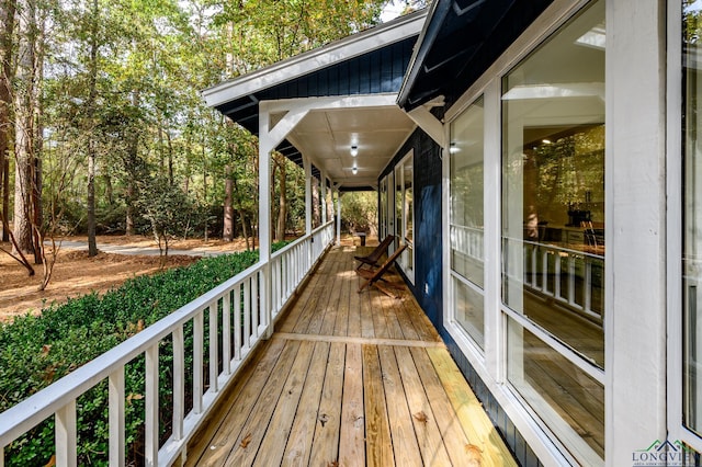 wooden deck with covered porch