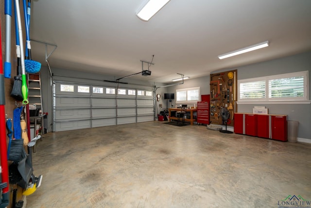 garage with a garage door opener