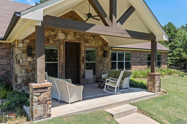 view of patio / terrace featuring ceiling fan