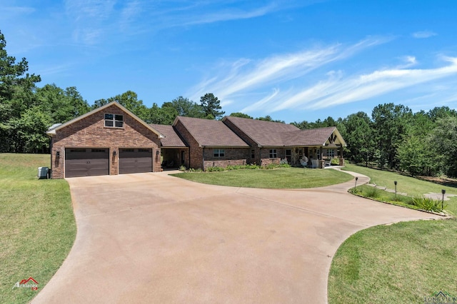 view of front of house featuring central AC and a front lawn