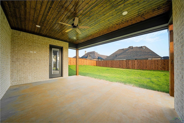 view of patio / terrace featuring ceiling fan