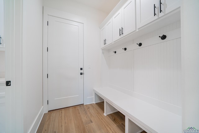 mudroom featuring light hardwood / wood-style flooring