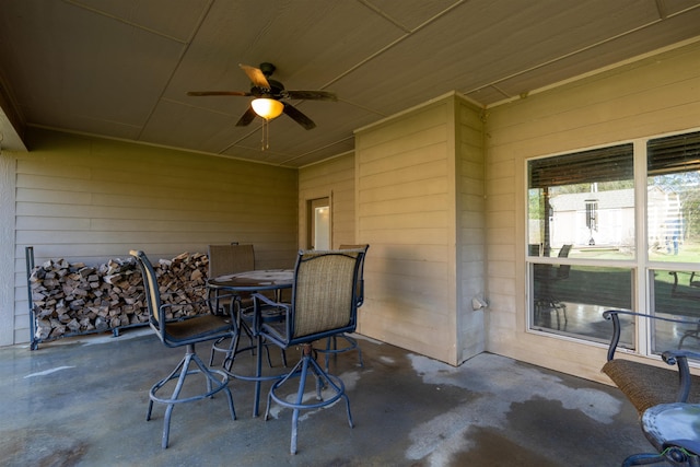 view of patio with ceiling fan