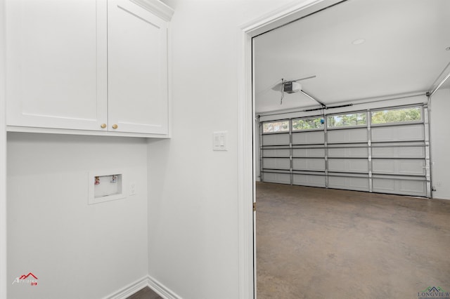 interior space featuring a garage door opener