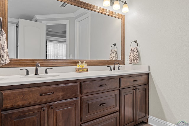 159 Jacobin Creek Dr, Gilmer, TX 75645 - bathroom with double vanity and ornamental molding