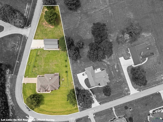 159 Jacobin Creek Dr, Gilmer, TX 75645 - aerial view of property and surrounding area with property parcel outlined