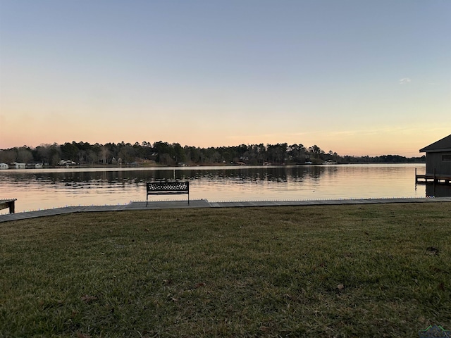 2012 W Lake Dr, Gladewater, TX 75647 - dock with a yard and a water view